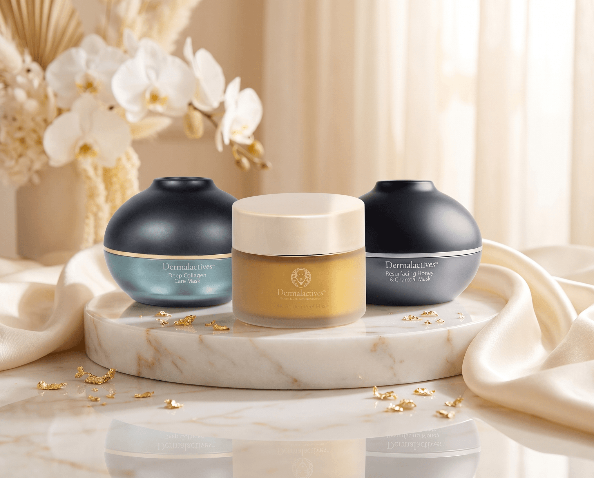 Dermalactives Mask Trio styled on marble